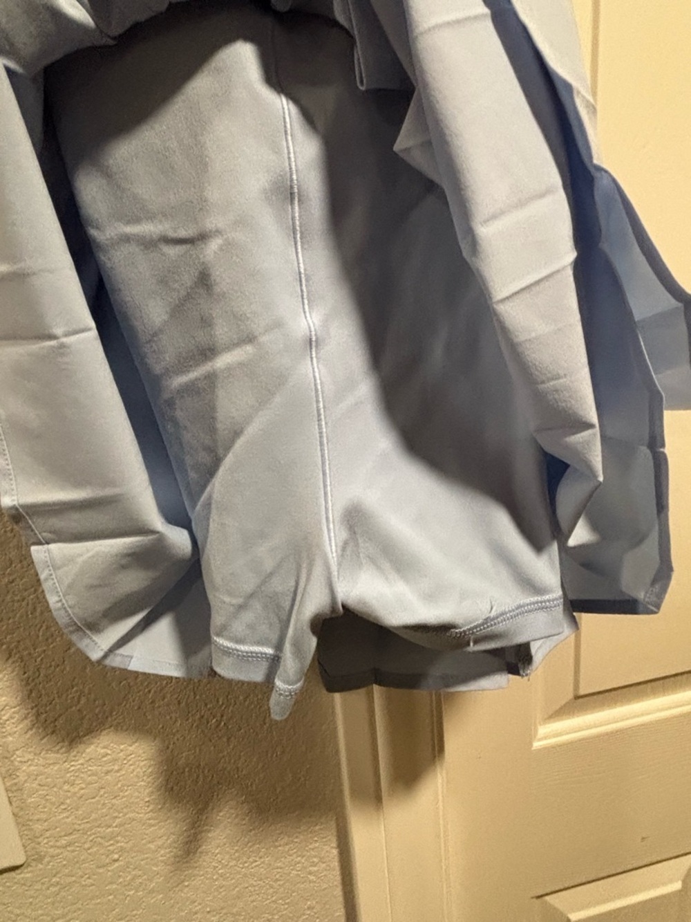 NWOT Light Blue Spaghetti Strap Pleated Skater Dress with attached shorts. - Picture 2 of 4